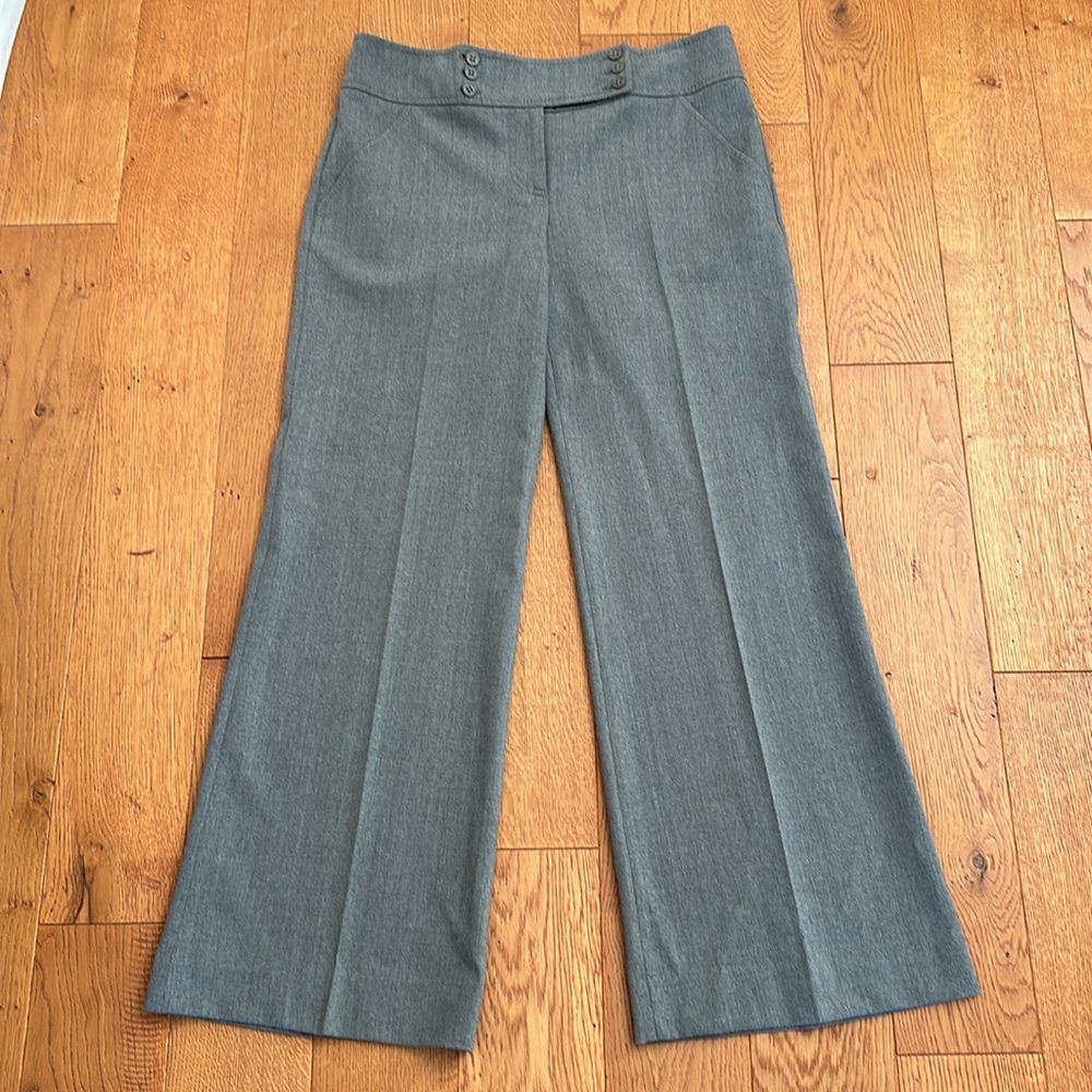 Valentino Gray Wool Wide Waistband Two Side Pockets Flare Pants Slacks US 10